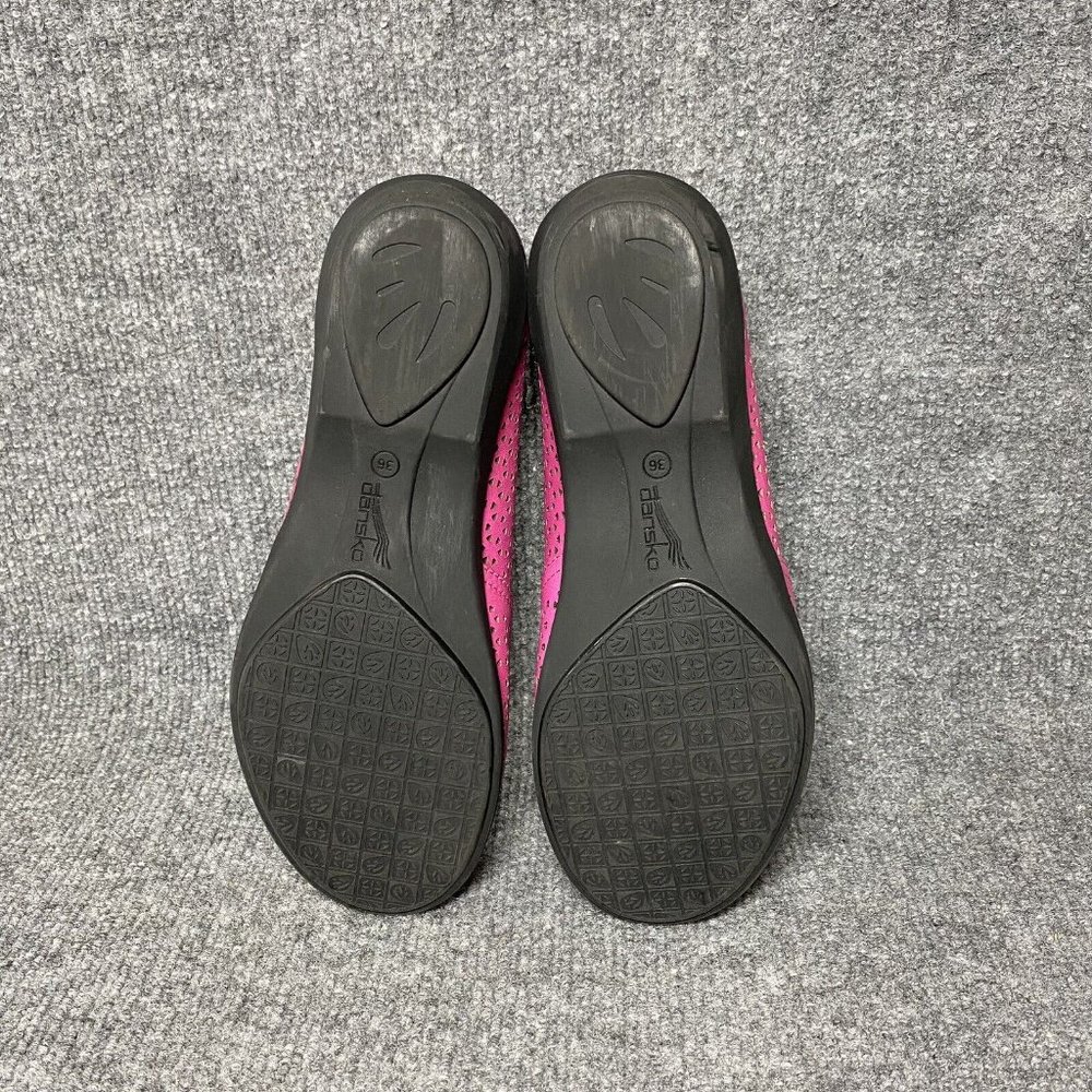 Dansko Neely Perforated Leather Flats Womens 36 / US 6 Pink Slip On Shoes - Picture 7 of 11